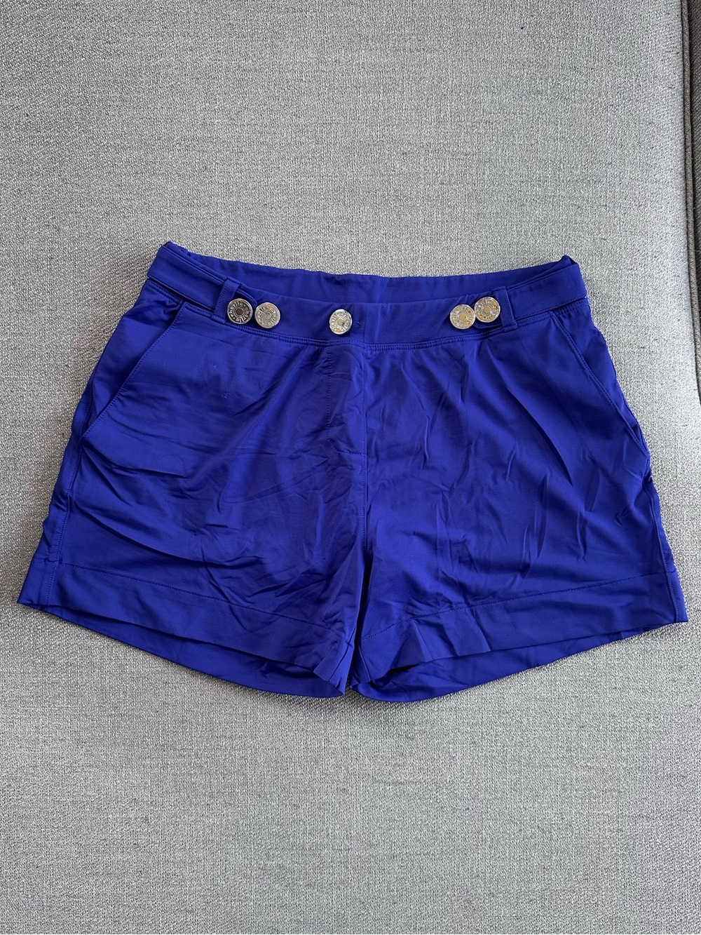 Charlie by MZ Men's Resort Short in Royal Purple with Coin-Style Buttons